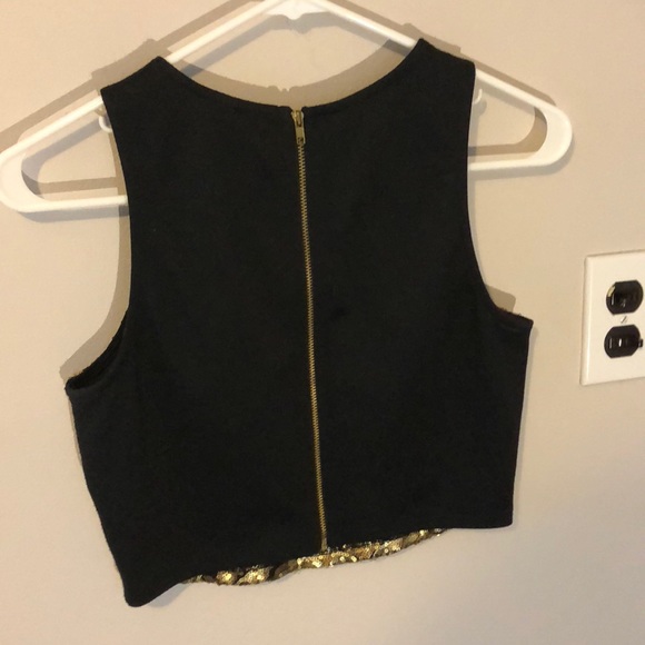 Black and gold sequenced crop top for women size s - Picture 3 of 3